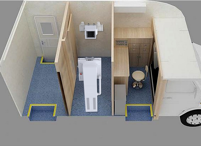 车载DR的应用场所：体检车、医疗车、方舱医院等